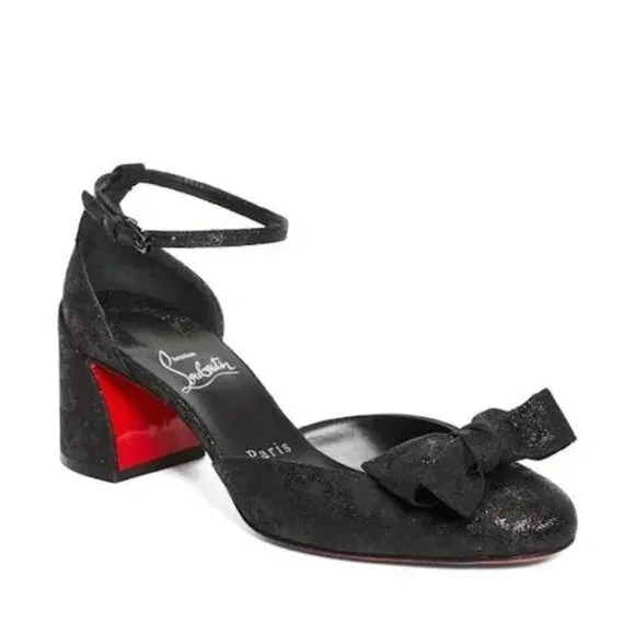 Christian Louboutin JANE BOW 55 Jacquard Marble Mary Jane Pumps Heels Shoe - Picture 2 of 16